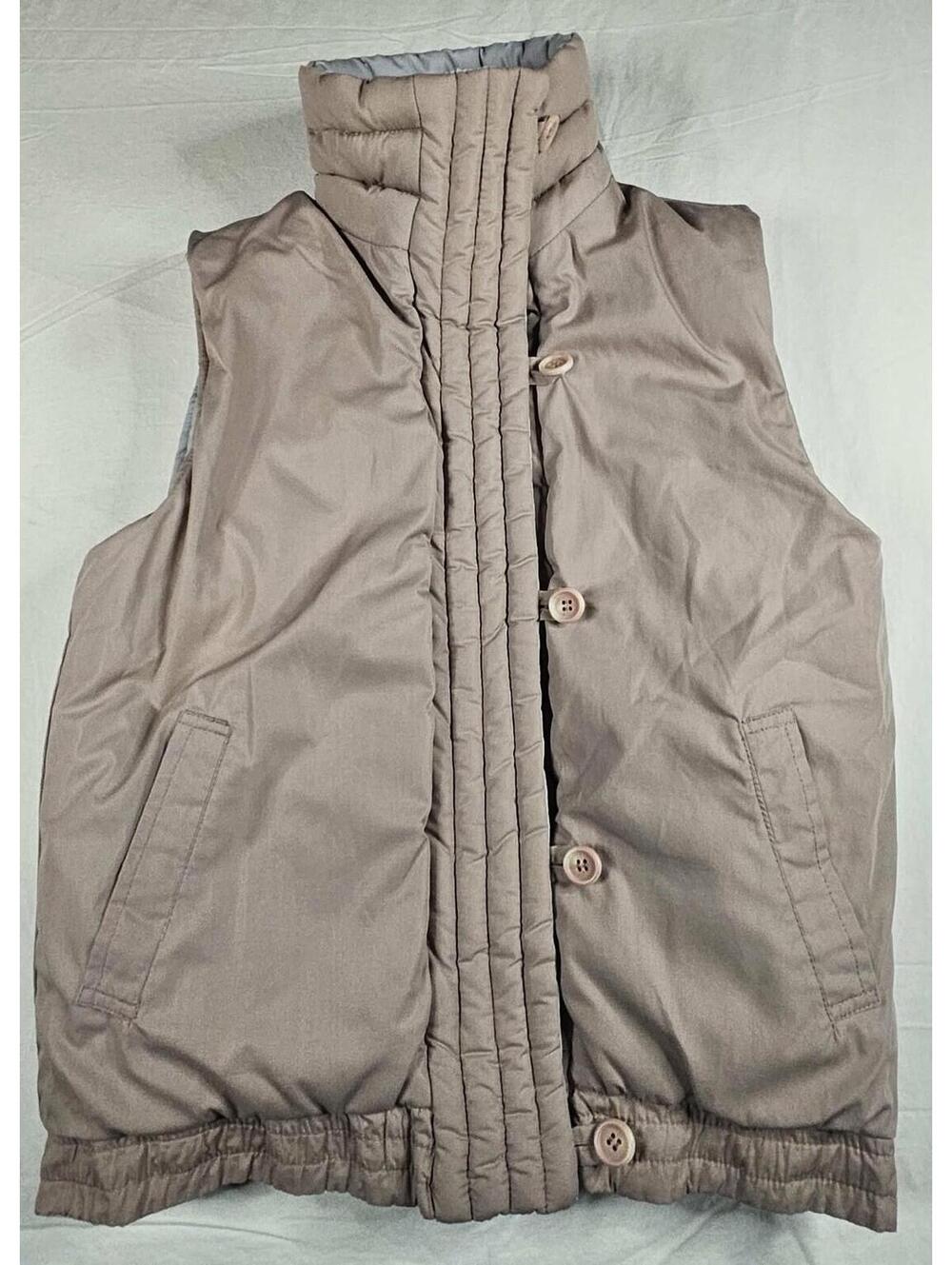 🤎 Vintage  Y2K G.O.O.P. Puffer Vest Small Reversible Taupe Gray 🤎